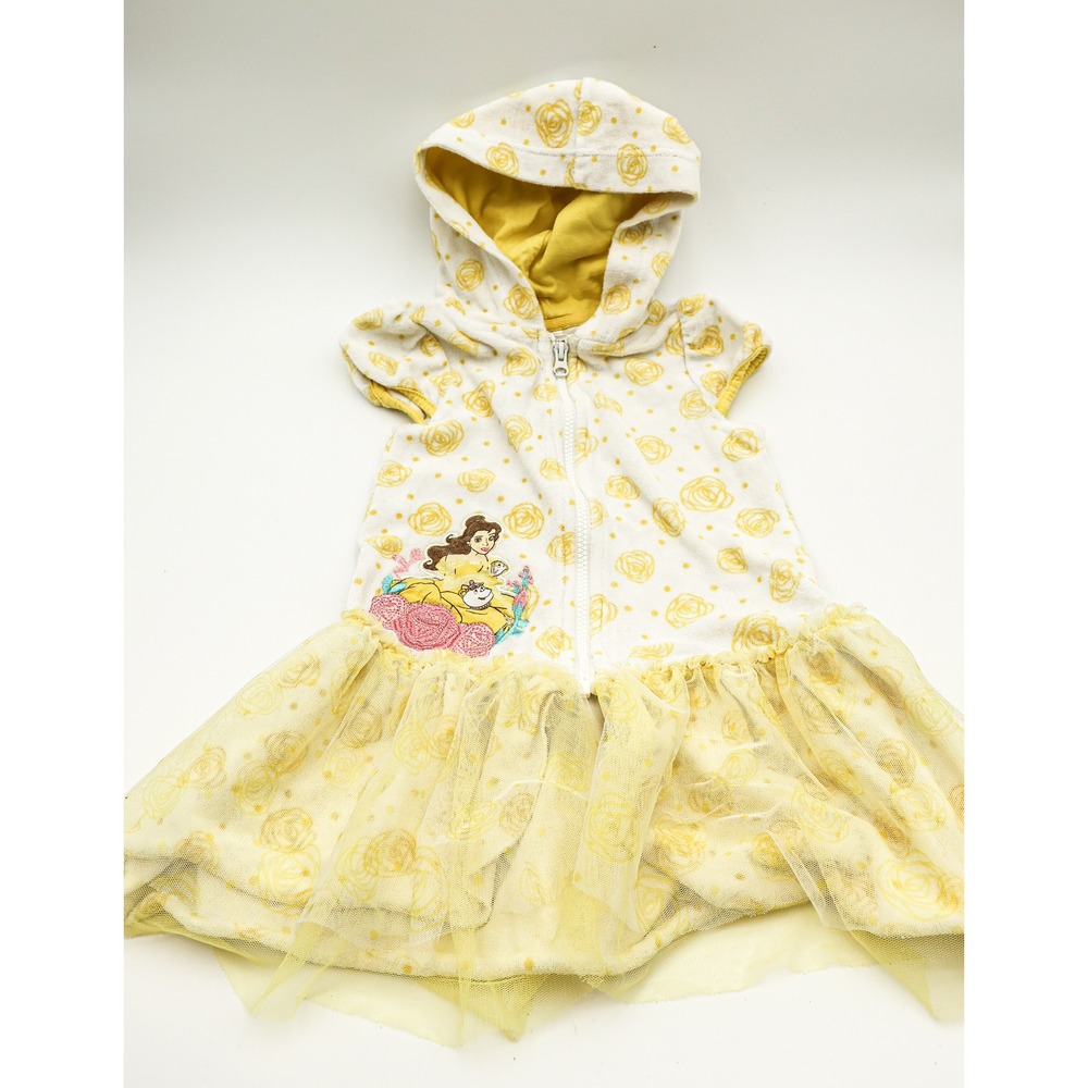 Disney Belle Girls Hooded Swim Cover Up Yellow Beauty and the Beast Size 5/6